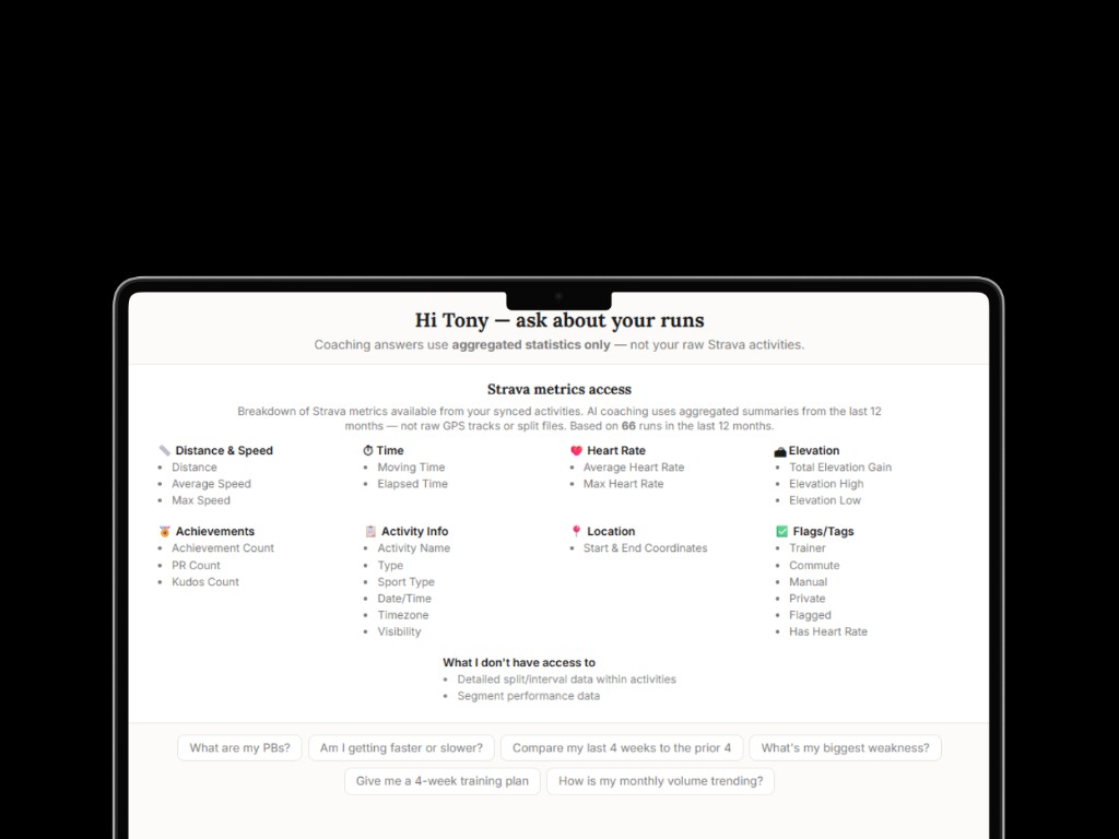 myPacing AI coach on MacBook